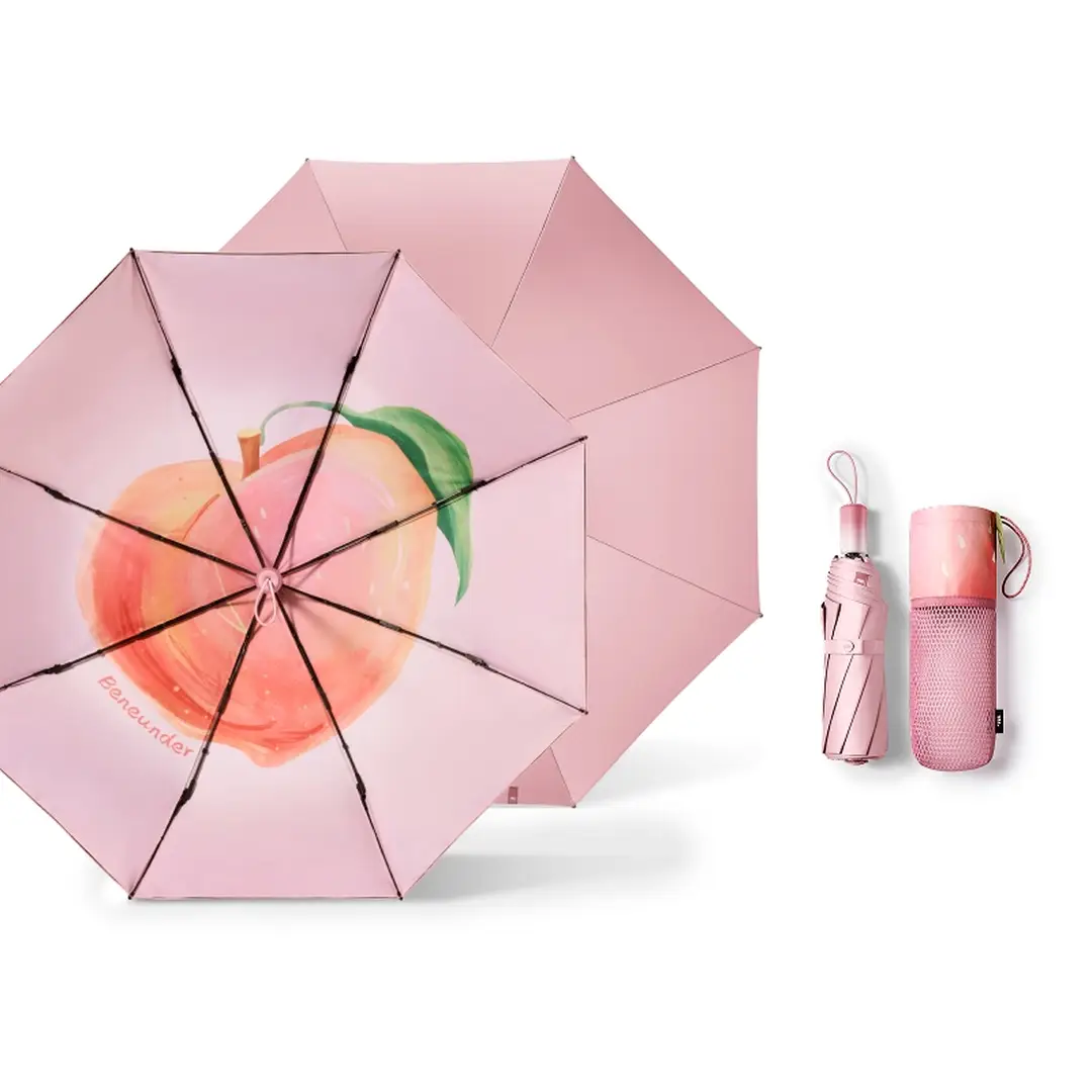 Beneunder BM397, Dreifach Enhanced Schwarzbeschichtung Protection Schirm Outdoor winddicht wasserdicht, Pink Peach, Paargeschenk perfektes Geschenk