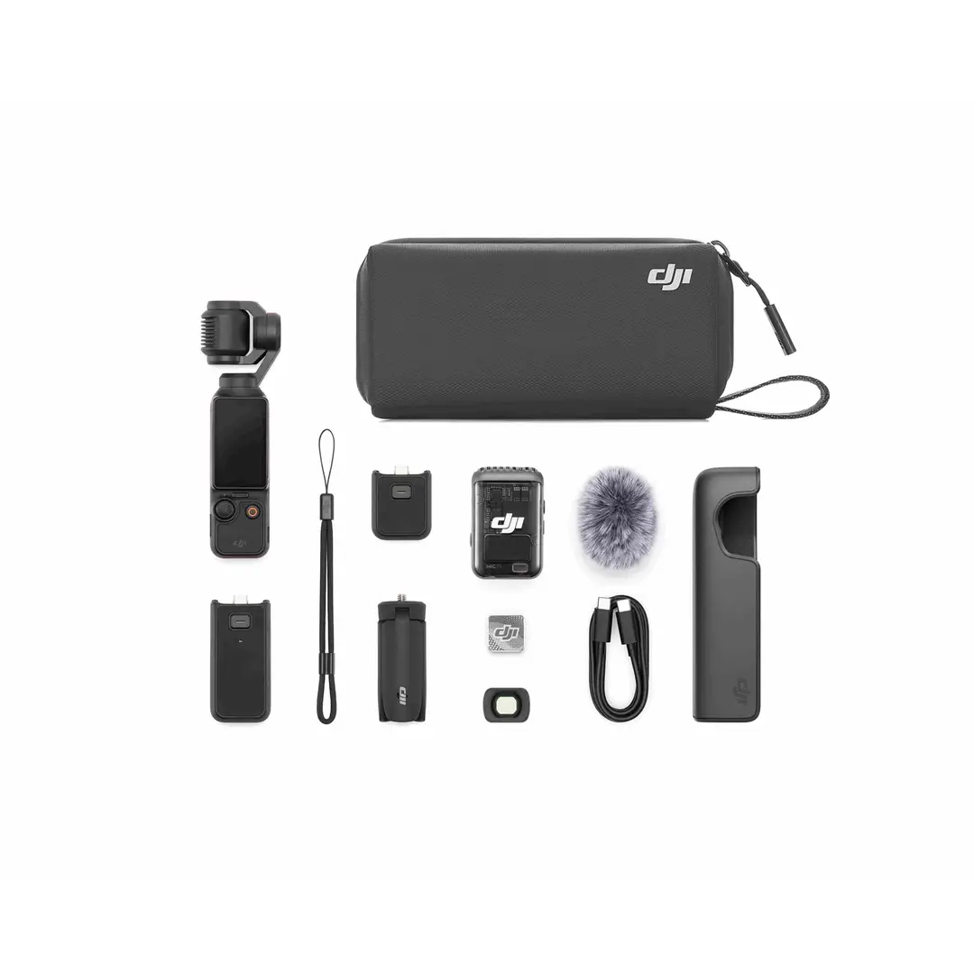 DJI Osmo Pocket 3 Creator Combo, vlogcamera met 1-inch CMOS & 4K/120fps video, 3-assige stabilisatie, gezichts-/objectvolging, snelle focus, inclusief microfoon voor heldere audio, compacte camera voor fotografie.