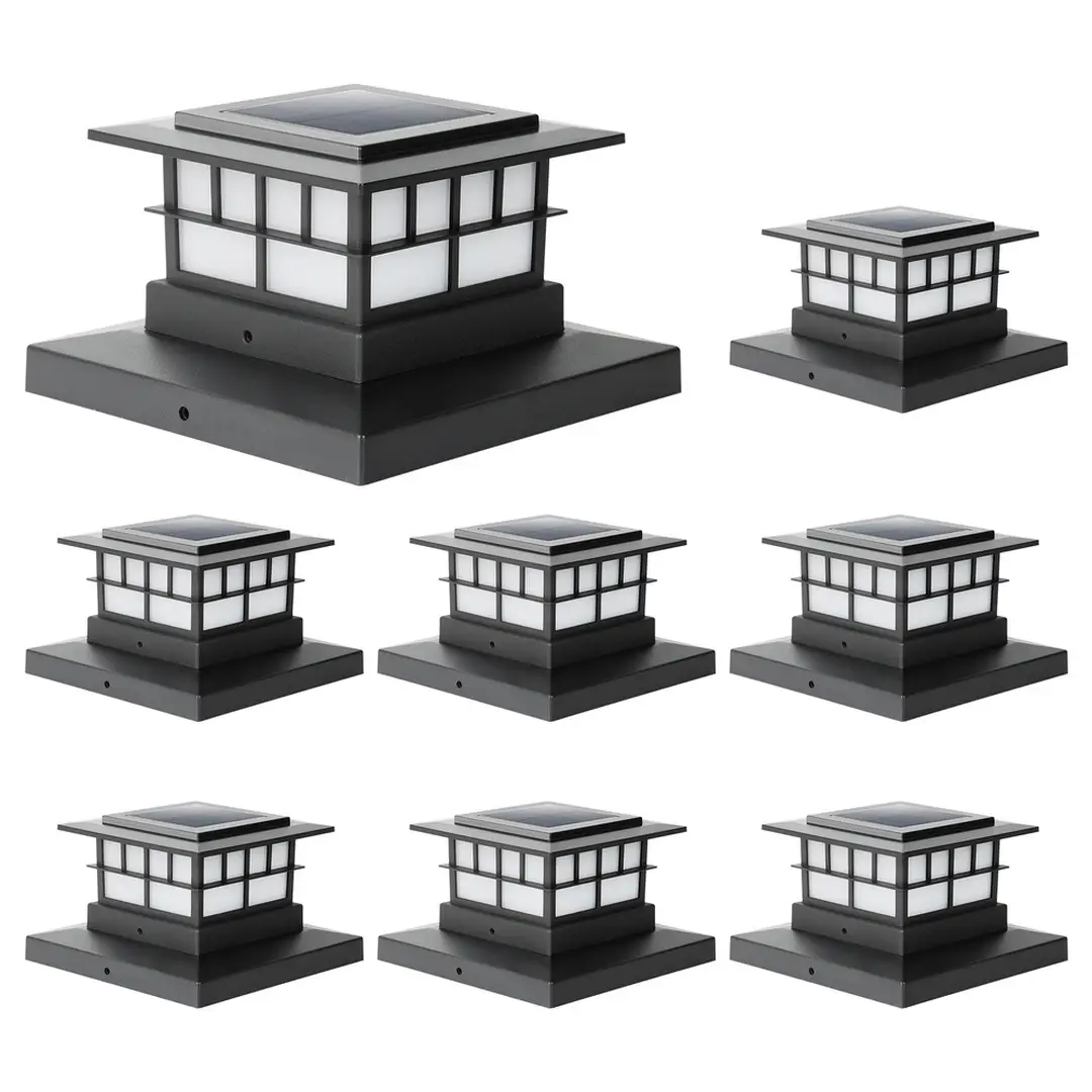 LUTEC 8-teiliges Solar-Pfosten-Abdecklicht, IP65 wasserdichtes Solar-Zaunpfostenlicht geeignet für 4x4 5x5 6x6 Holz-/Vinylpfosten, warmweißes 3000K LED-Solarlicht zur Dekoration, geeignet für Höfe, Gärten, Terrassen, Decks