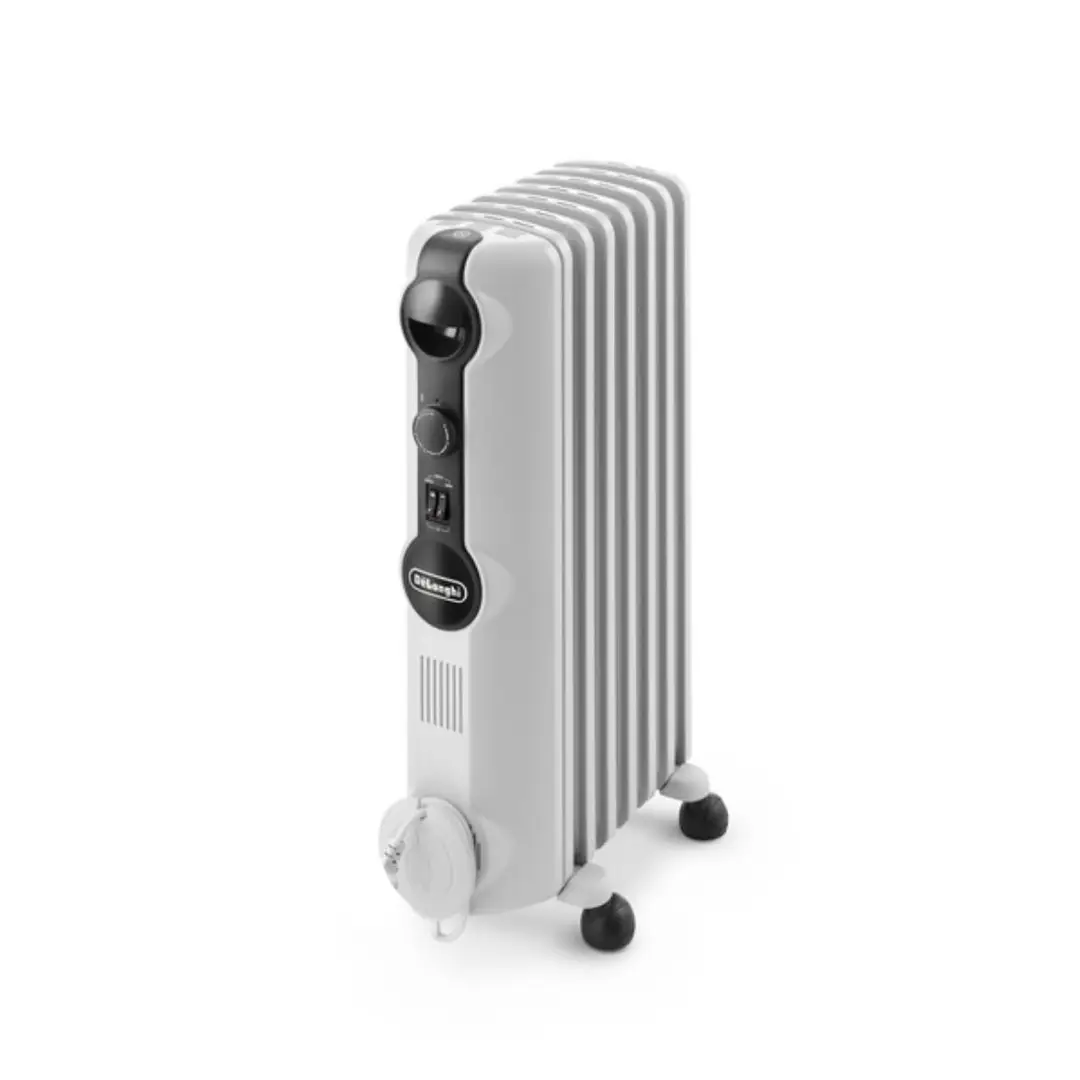 De’Longhi Radia S Oil Filled Radiator, 1500W, 7 Fins, Mechanical Control, White, TRRS0715