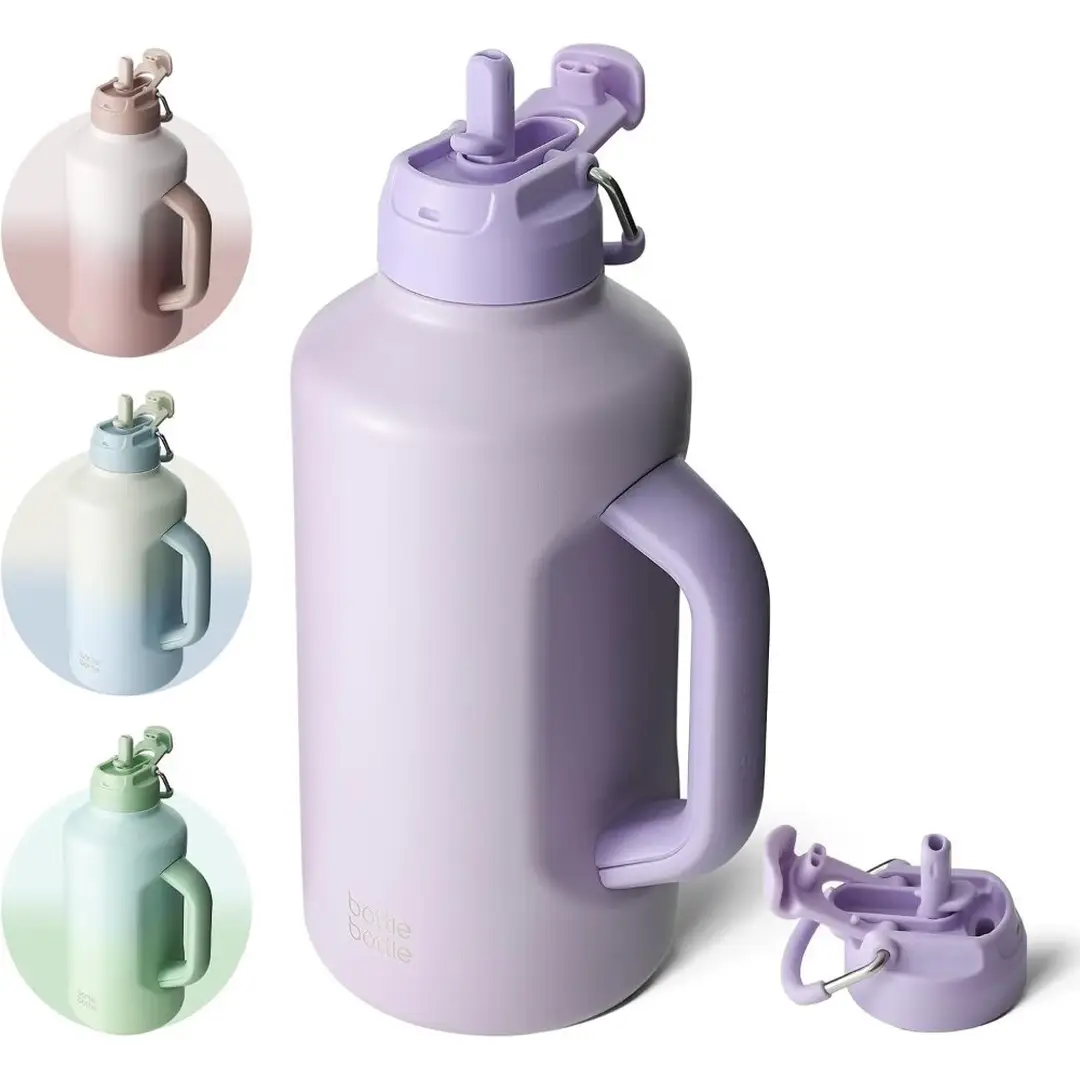 Bottle Bottle geïsoleerde drinkfles 64 oz met dubbelzijdige deksel en handvat, paars, Nieuwjaarssale, top cadeaukeuzes