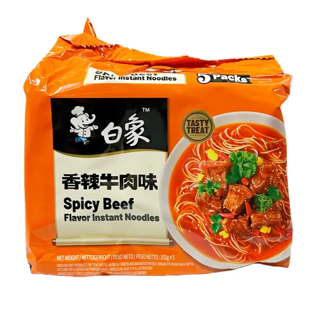 Bai Xiang Nouilles saveur bœuf épicé classique, 5 x 102 g