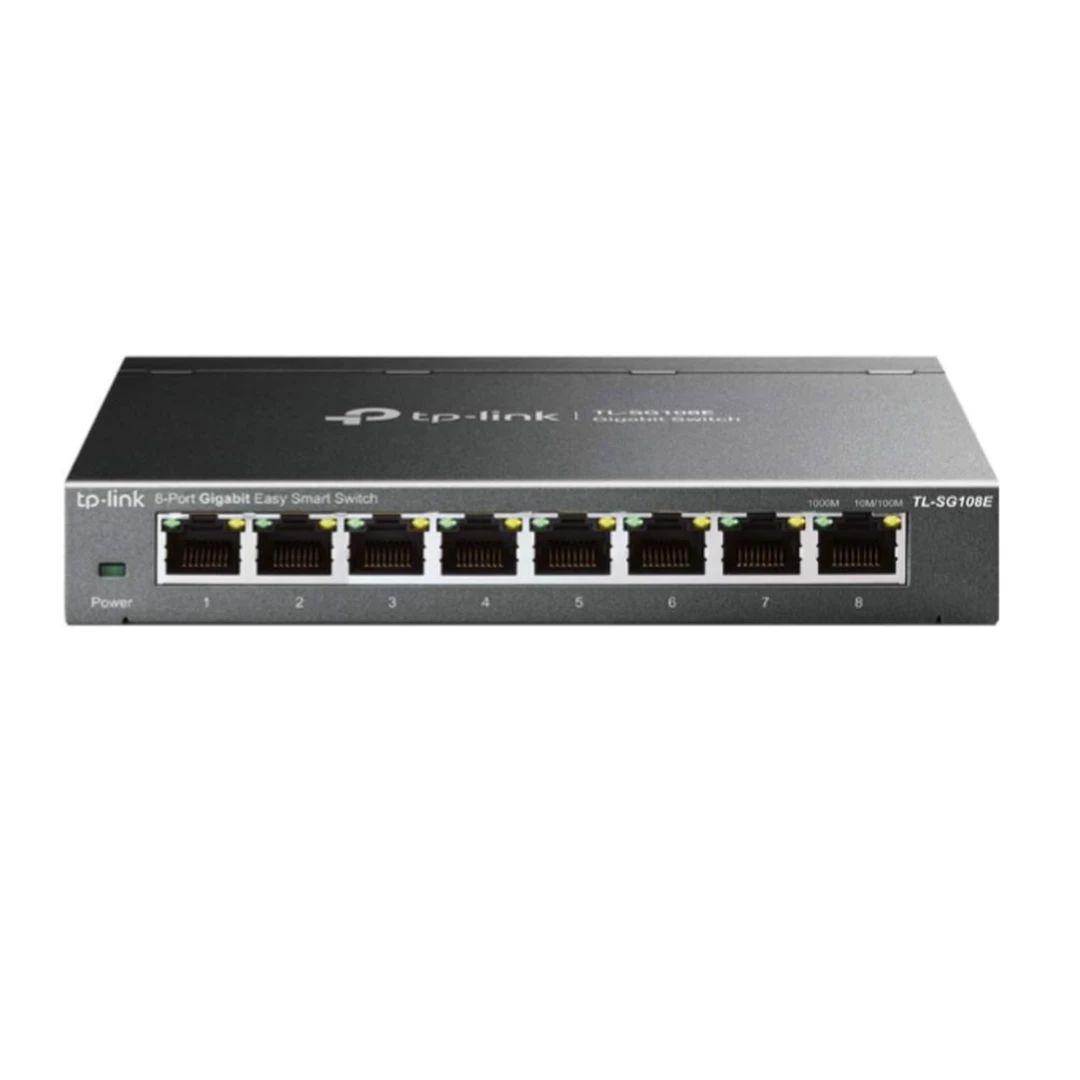 TP-Link TL-SG108E managed switch 8-Port Gigabit Ethernet LAN switch (Plug-and-Play Netzwerkswitch, Metallgehäuse, QoS, IGMP Snooping, LAN-Verteilung, zentralisiertes Management, energiesparend) Schwarz