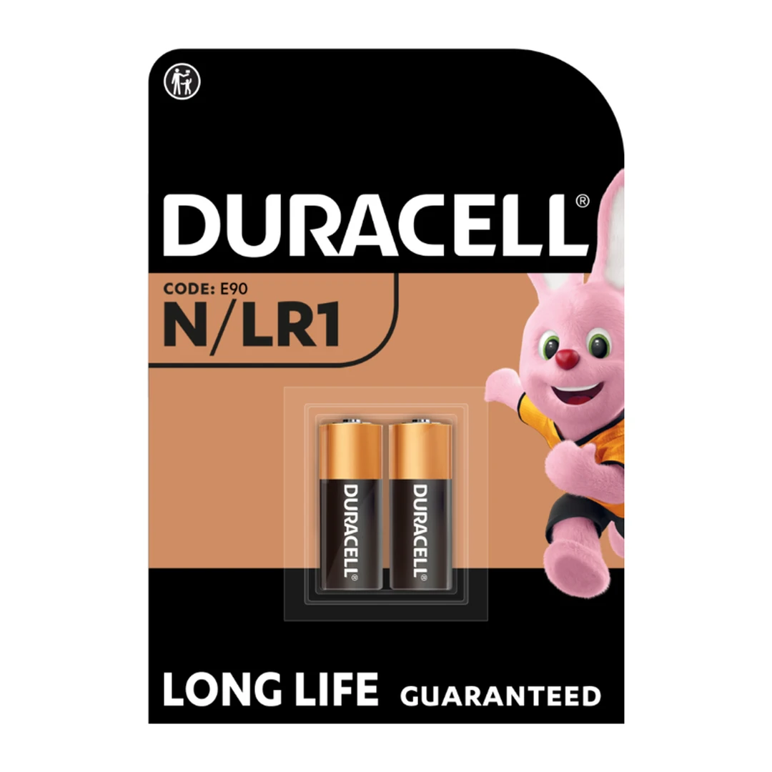 DURACELL Piles alcalines spéciales N 1,5 V (E90 / LR1), conçues pour une utilisation dans les lampes de poche, calculatrices et phares de vélo, lot de 2 piles