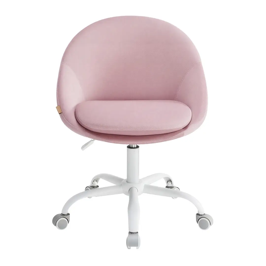 SONGMICSHOME Schminkstuhl aus Samt, Schreibtischstuhl, gepolstert, höhenverstellbar, rosa