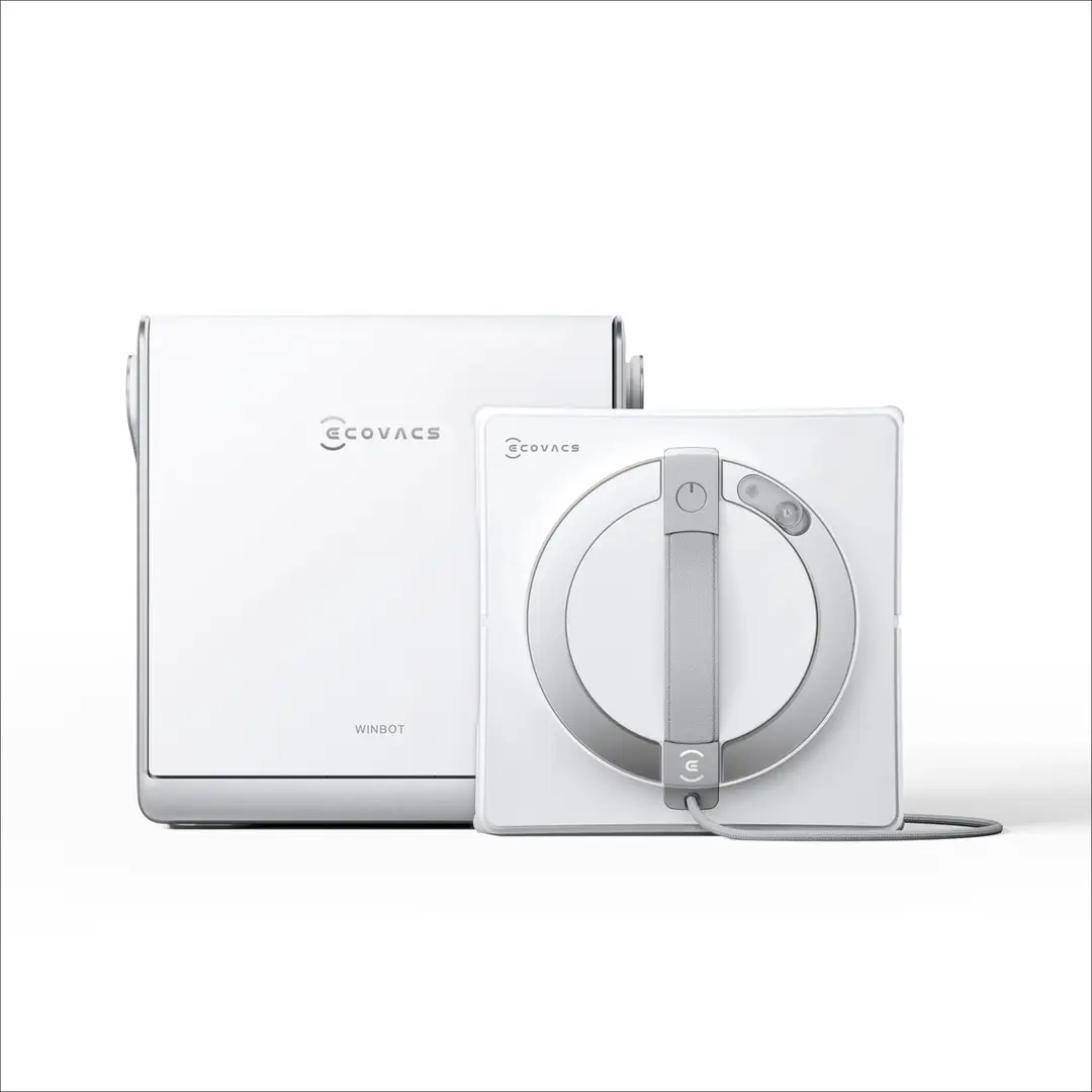 Ecovacs WINBOT W2 PRO omniruitreinigingsrobot met 6-in-1 multifunctionele station, opladen tijdens bedrijf, 3-sproeikop, 12-stappenbescherming, Win-SLAM 4.0 padplanning, wit