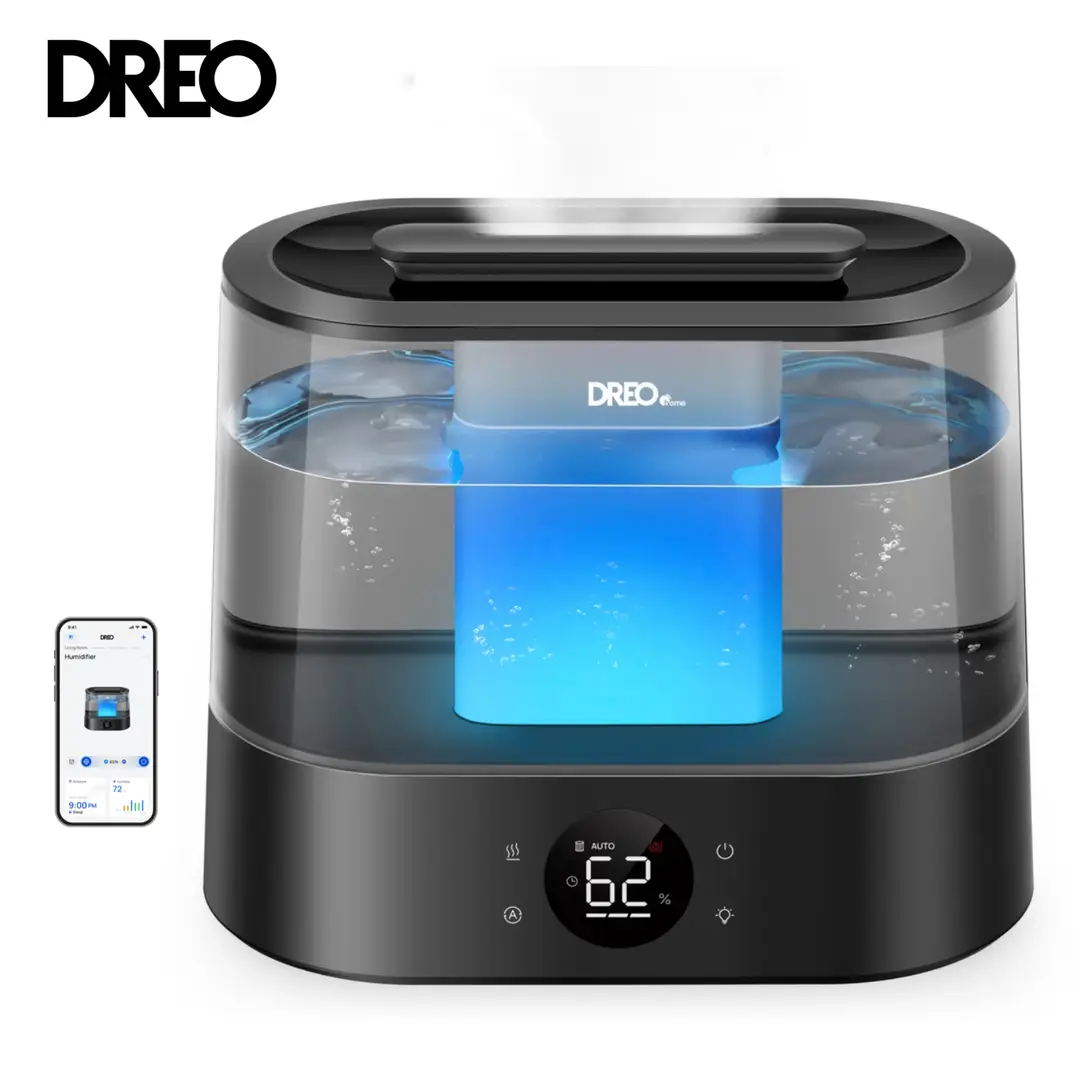 DREO Intelligenter Ultraschall-Luftbefeuchter – 4-Liter-Wassertank, 30 Stunden Laufzeit, App-Steuerung, 6 Nebelstufen, ultraleise, Aroma-Diffuser, einfache Nachfüllung, HHM010S.