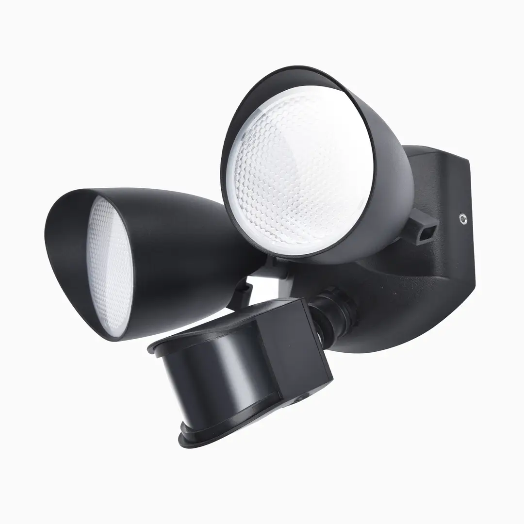 LUTEC 20W LED-Sicherheitsleuchte 1700LM 4000K Außenleuchte mit Sensor, Wandlampe für Terrasse, Garten, Hof, Schwarz, mit integrierten Doppelköpfen