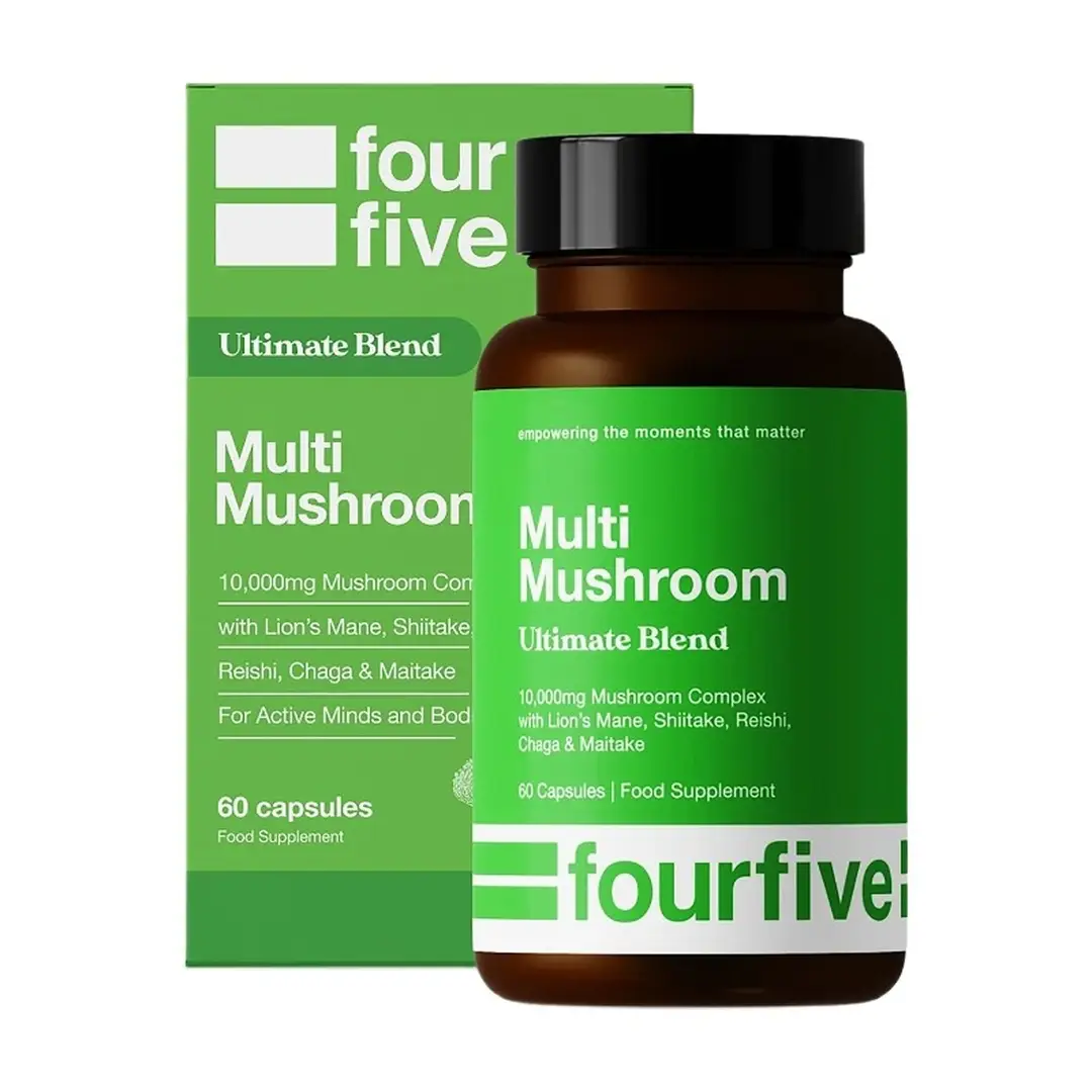 fourfive Multi Mushroom Capsules Ultimate Blend, 10,000mg per Dose with 5 Log-Grown Extracts, 60 Capsules