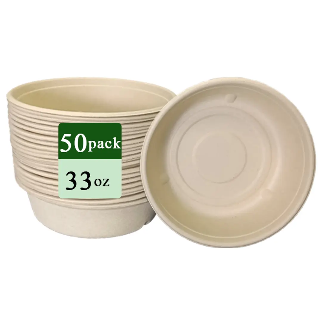 Ruibamboo disposable bamboo fiber bowl 33oz
50pack