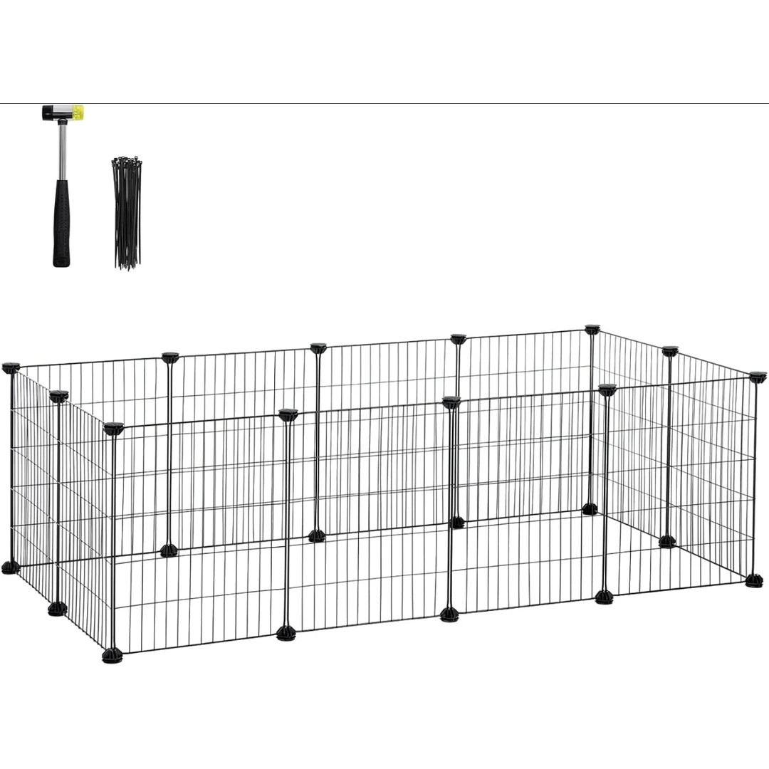 Euziel Enclos pour petits animaux noir - 143 x 73 x 36 cm 