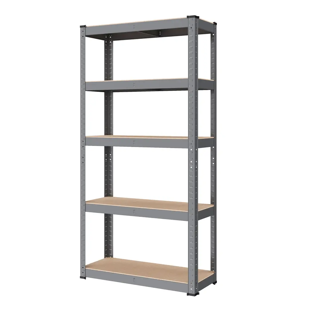 SONGMICSHOME Standregal, Bücherregal, Lagerregal, 5 Ebenen, Küchenregal, verstellbare Ablagen, greige-schwarz