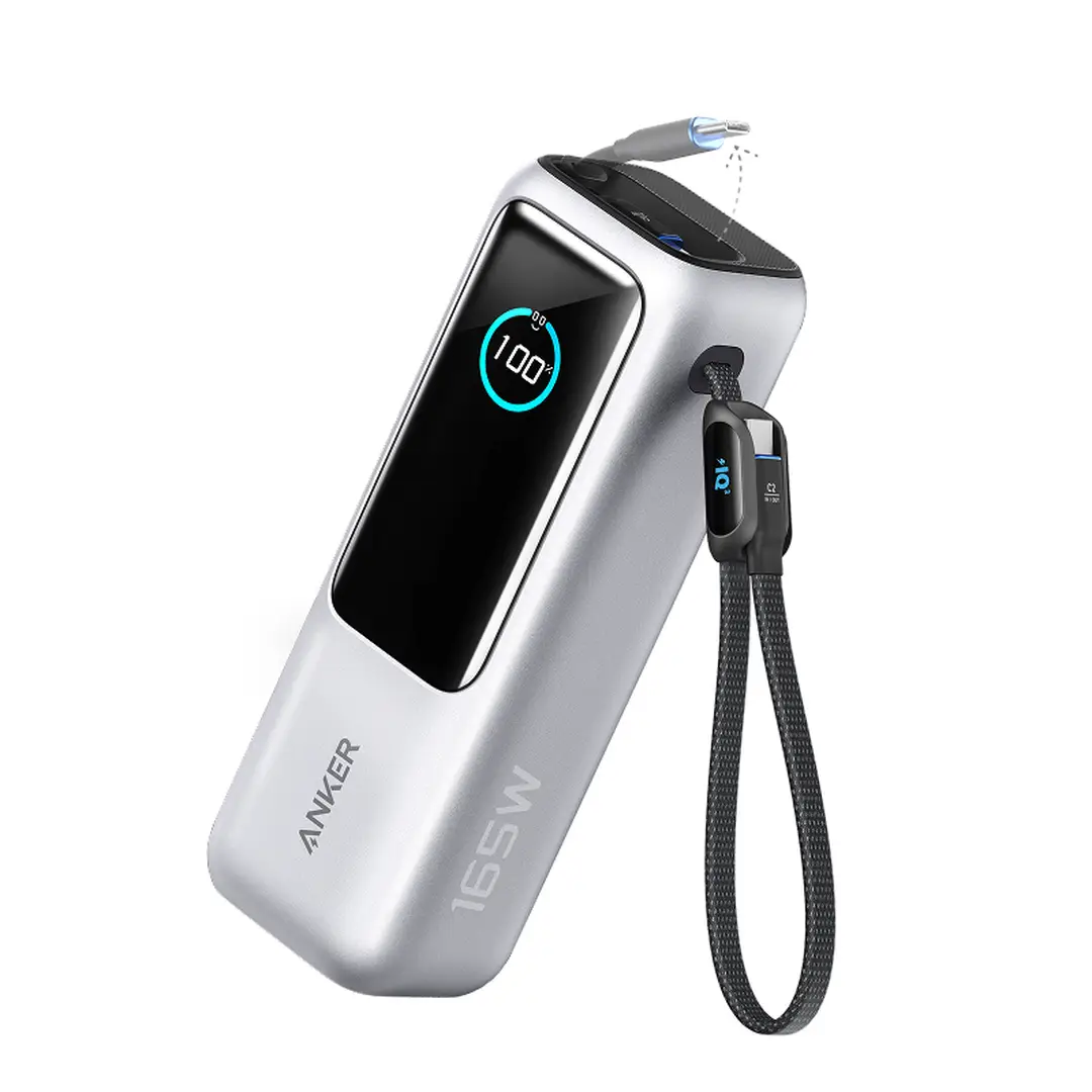 Anker Powerbank (25K, 165W, integriertes USB-C + einziehbares Kabel)