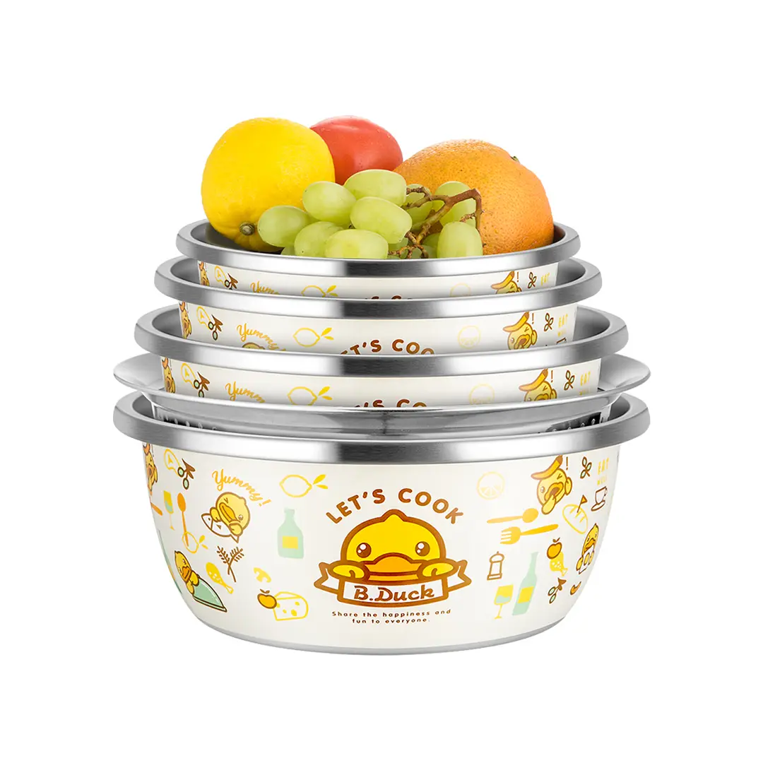 Bekken & Zeef Set - 304 Roestvrij Staal - 4 Bekkens 1 Zeef Set