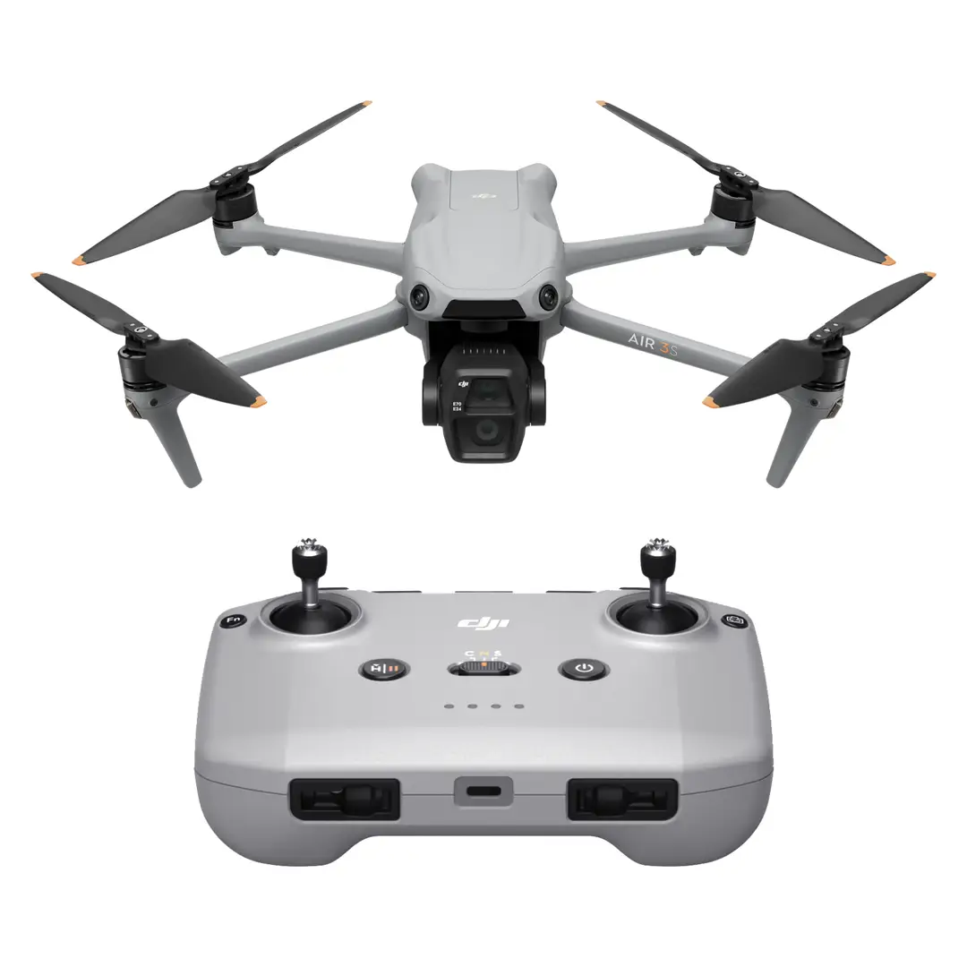 DJI Air 3S (RC-N3), Drohne mit 4K-Kamera, Dual-Kamera-Drohne mit 1-Zoll-CMOS-Weitwinkelkamera, 4K/60 fps HDR-Video & 14 Blendenstufen Dynamikumfang, bis zu 45 Min Flugzeit, bis zu 20 km Reichweite