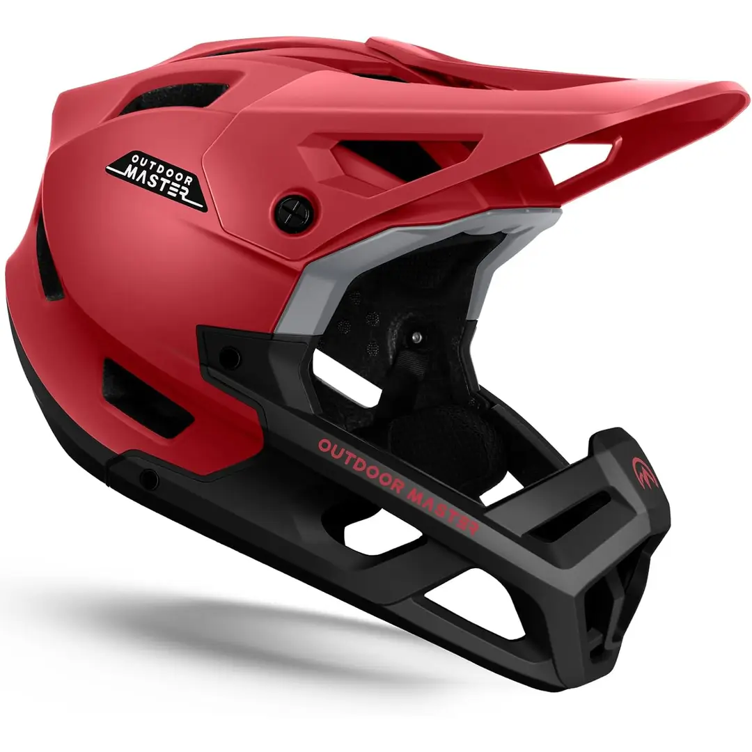 OutdoorMaster Fullface-Mountainbike-Helm für Herren & Damen - Rot, M
