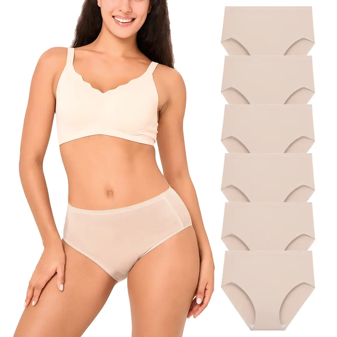 BAMBOO COOL Damenunterwäsche Weiche Slips für Frauen Vollständige Abdeckung Damenunterhosen Vollständige Abdeckung Slips Größe M (6er-Pack)