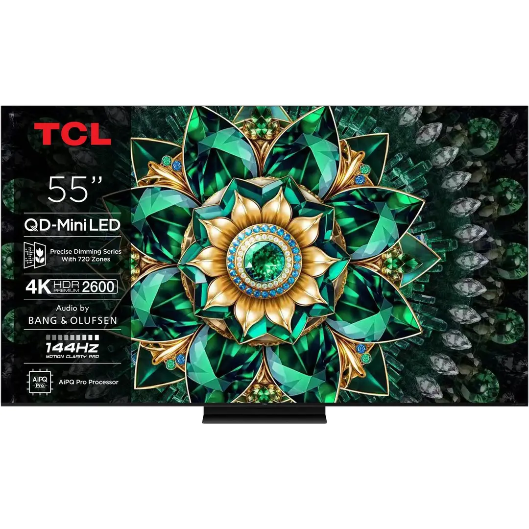 TCL 55Q7C 55” QD-Mini LED TV, 4K UHD, Smart Google TV met 144Hz Motion Clarity Pro, Dolby Atmos, Audio door Bang & Olufsen, Game Master