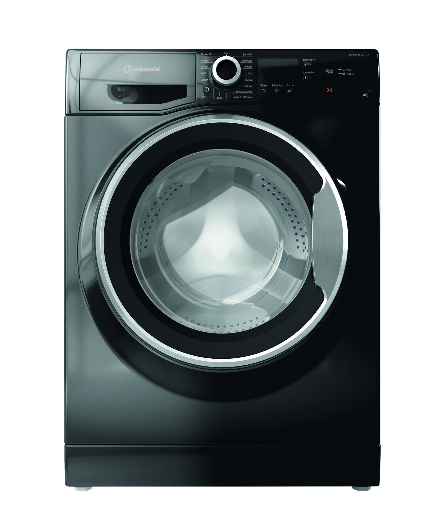 Bauknecht WM BB 814 A Frontlader Waschmaschine / 8 kg / Schnell 30 / Schnell 45 / Kraftvolle Fleckenentfernung / Anti-allergie programm / Wollprogramm / Schwarz / Langlebiger Inverter Motor [Energieeffizienzklasse A]