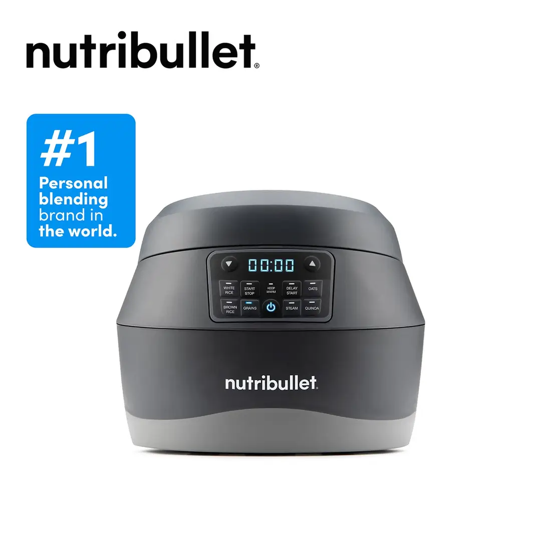 nutribullet Everygrain Rice Cooker - 600W, 10 Cup Pre-Programmed, Non-Stick Removable Cooking Bowl, Multiple Grain Settings, Keep Warm Setting, Includes Measuring Cup & Spatula & Steaming Basket