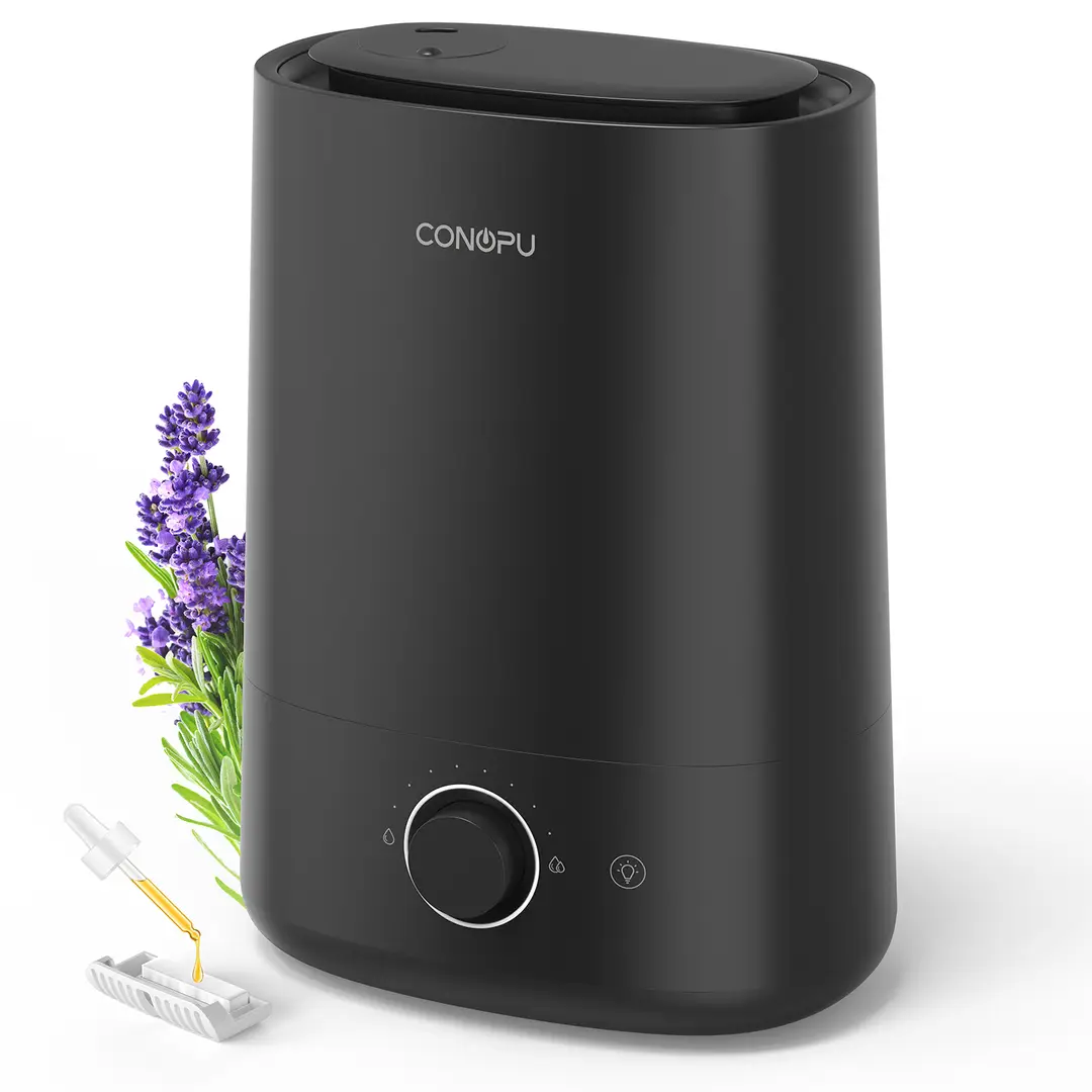 CONOPU 5L Top-Fill-Luftbefeuchter mit Aromadiffusor für ätherische Öle, Ultraschall-Kaltnebel, 360°-drehbare Düse, Nachtlicht, 50 Stunden Laufzeit