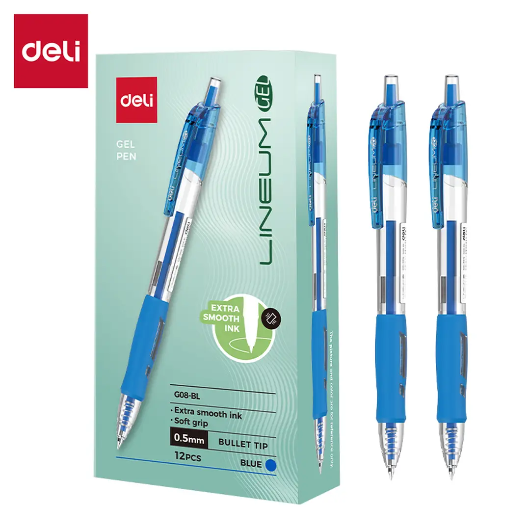 Deli 0.5mm gelstiften, kantoor schrijfbenodigdheden, blauw, 12-pack