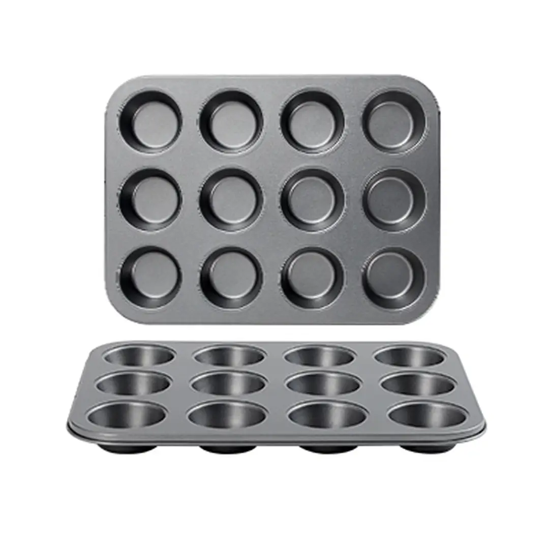 PURECOOK Carbon Steel Cake Mold Series | Gray | 12-Cavity 2-Piece Non-Stick Square Cake Mold Pan
