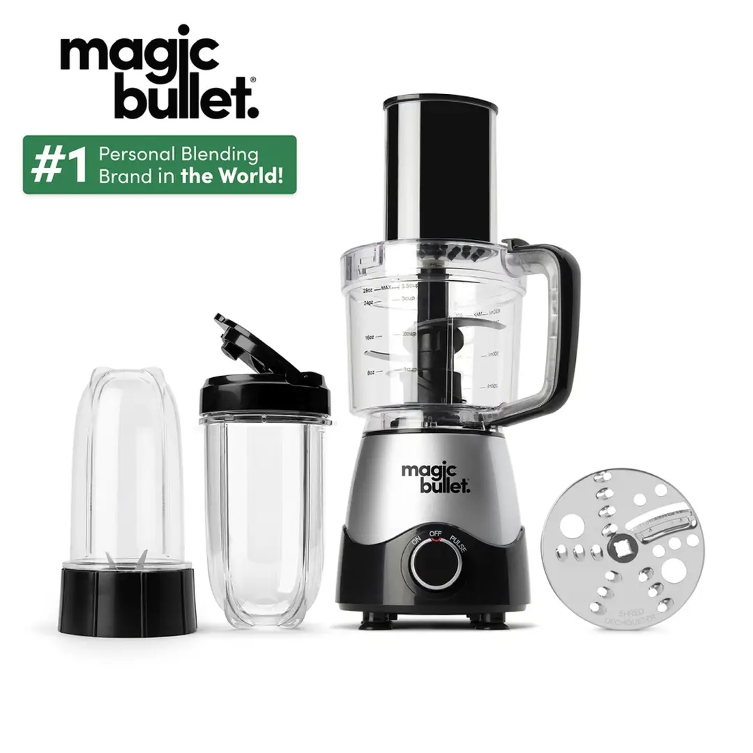 nutribullet magic bullet Kitchen Express, All-in-one Food Processor & Blender - 830ml, 250W, Precise Control, Blend, Chop, Mix & Slice, Ideal for Smoothies & Healthy Meal Preparation