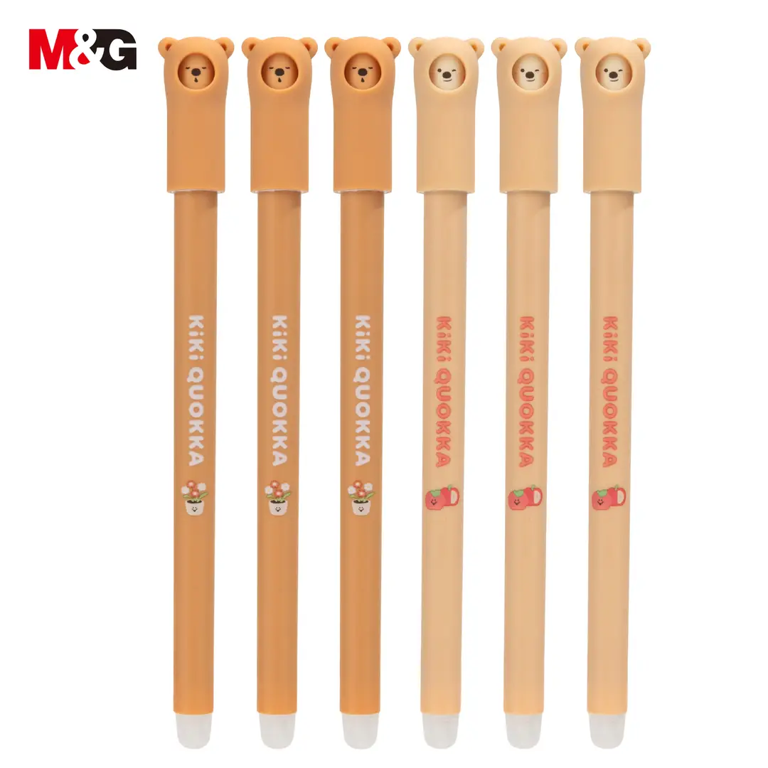 MG gelöschbarer Gelstift, 6 Stück, schwarz, 0,7 mm, ausziehbarer, gelöschbarer Stift, sanft schreibender Stift für Schule und Büro, zum Korrigieren von Fehlern
