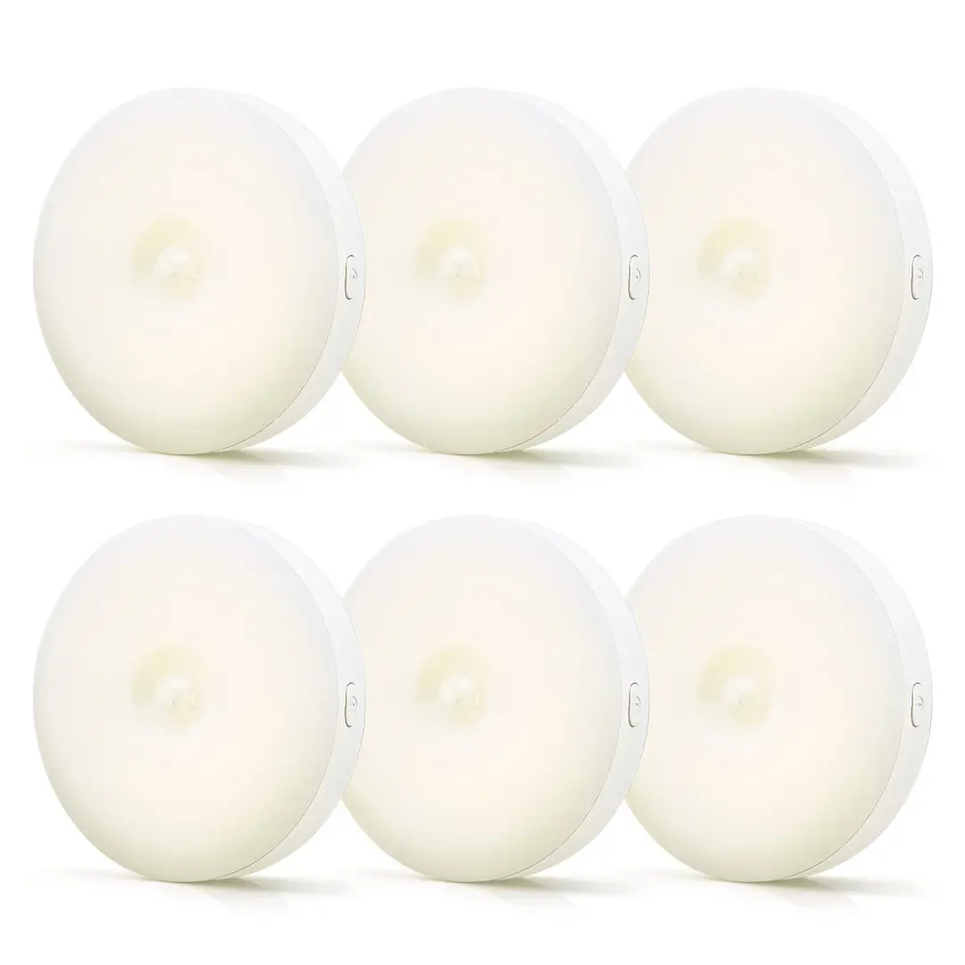 VIVREAL Lot de 6 veilleuses de nuit LED avec capteur de mouvement sans fil et rechargeables