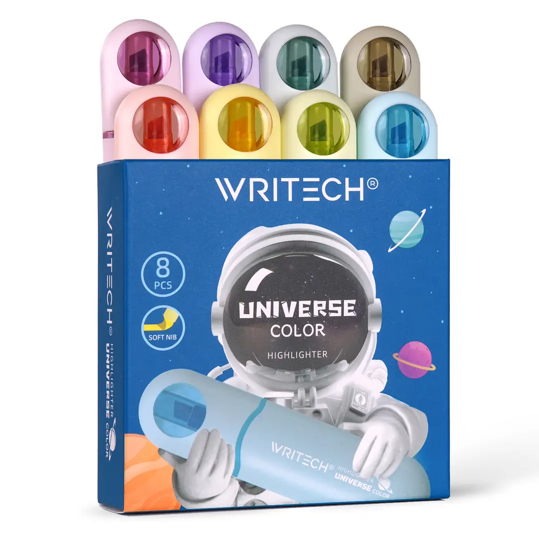 WRITECH Lot de 8 surligneurs à pointe biseautée