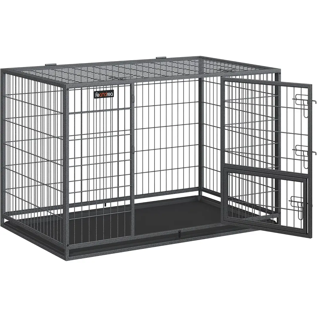  FEANDREA PPD003G01 Cage pour chien double porte noire taille XXL - 122 x 75,5 x 80,5 cm