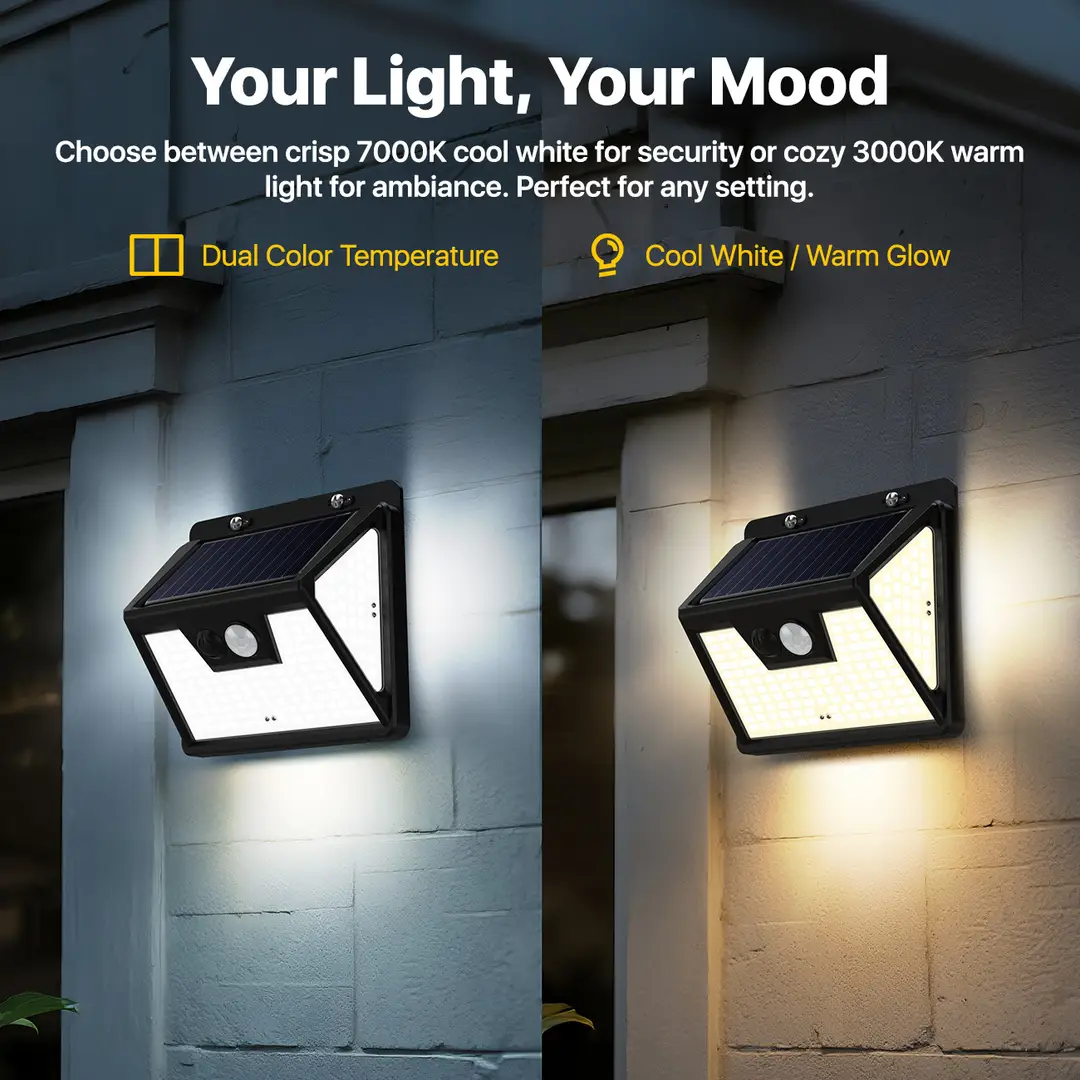 VIVREAL Solar wall lights Charged by solar energy， Four-pack 140Led YHM02A , New Year Sale , Top gift picks