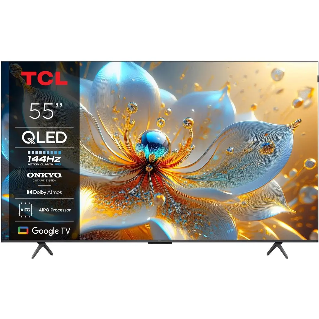 TCL 55T8C 55-inch 4K Ultra HD 144Hz Gaming Smart TV, AI Spraakbesturing, HDR10+