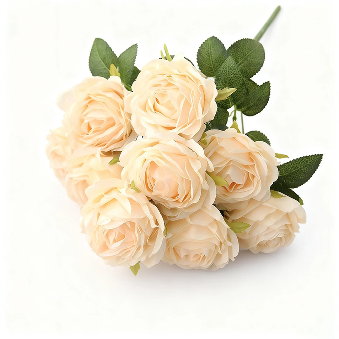 1St 18,89in/48cm Kunstrozen Bloemenarrangement Zijdebloemenboeket voor Thuis, Kantoor, Feest, Bruid en Huwelijksdecoratie (Champagne)