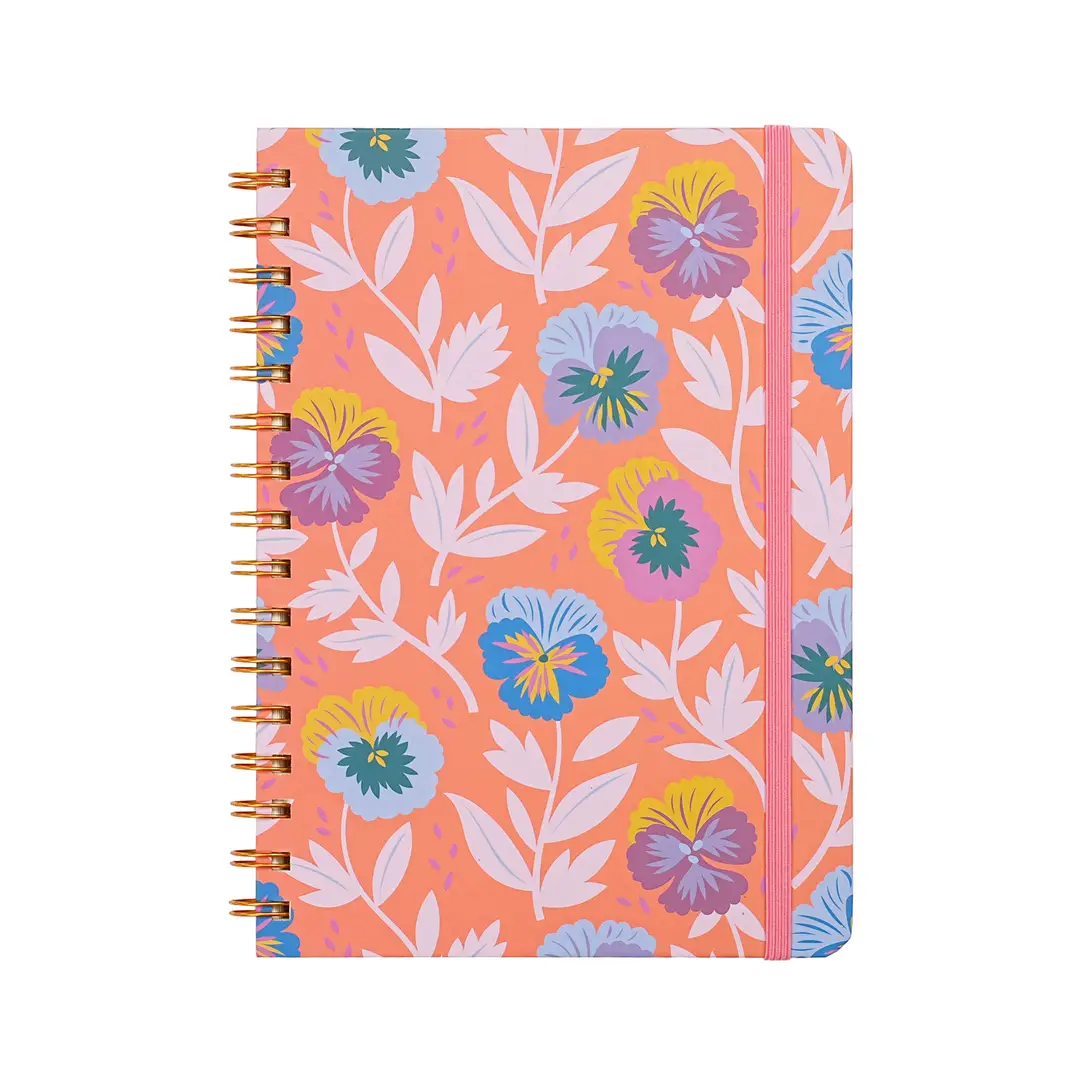 Jubiluu A5 Hardcover-Notizbuch mit Spiralbindung, liniert – 96 Blatt (100 g/m² Druckpapier), mit Gummiband – Klassisches Notizbuch in Creme, liniert, für Schreiben, Schule, Büro und als Geschenk – Orangenblüte