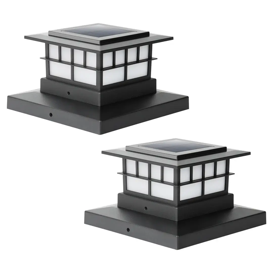 LUTEC 2-Piece Solar Pole Cover & Fence Light, IP65 Waterproof, 3000K Warm White LED for 4x4, 5x5, 6x6 Wooden/Vinyl Poles, Garden & Deck Decoration