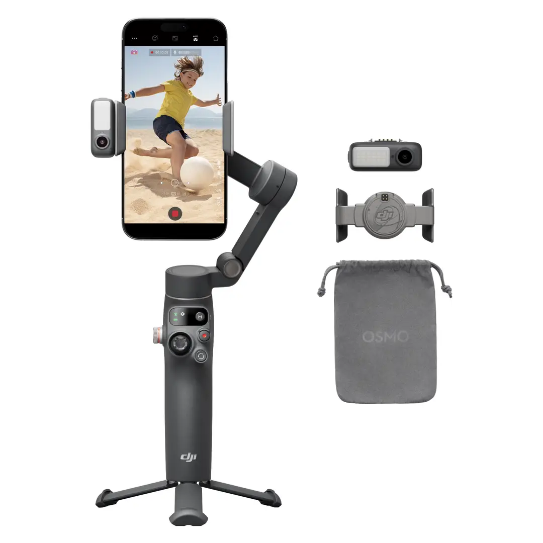 DJI Osmo Mobile 7P Gimbal Stabilisator voor iPhone, Android, Natieve Tracking, Verlichting, 3-assige telefoongimbal, Snelle Start, One-Tap Bewerking, Ingebouwde Verlengstang & Statief, 10 uur gebruik, Telefoonoplading
