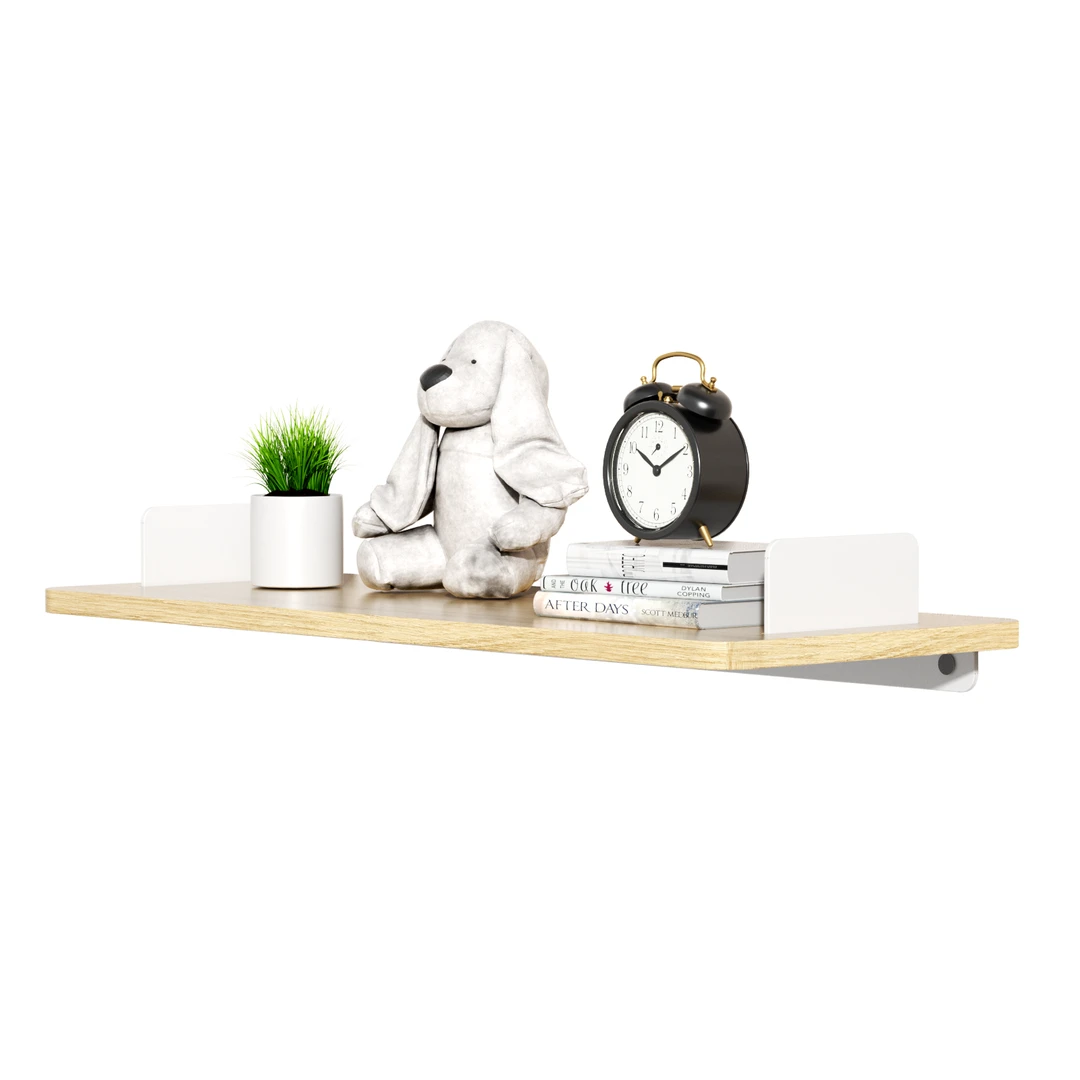 KAPANOU Schwebendes Regal für die Wand, modernes hängendes Buchregal mit weißen Metallhalterungen, aus Holz, wandmontiert, für Landhausküche, Badezimmer und Schlafzimmer, rustikal braun, Jahreswechsel-Angebot, Top-Geschenkideen