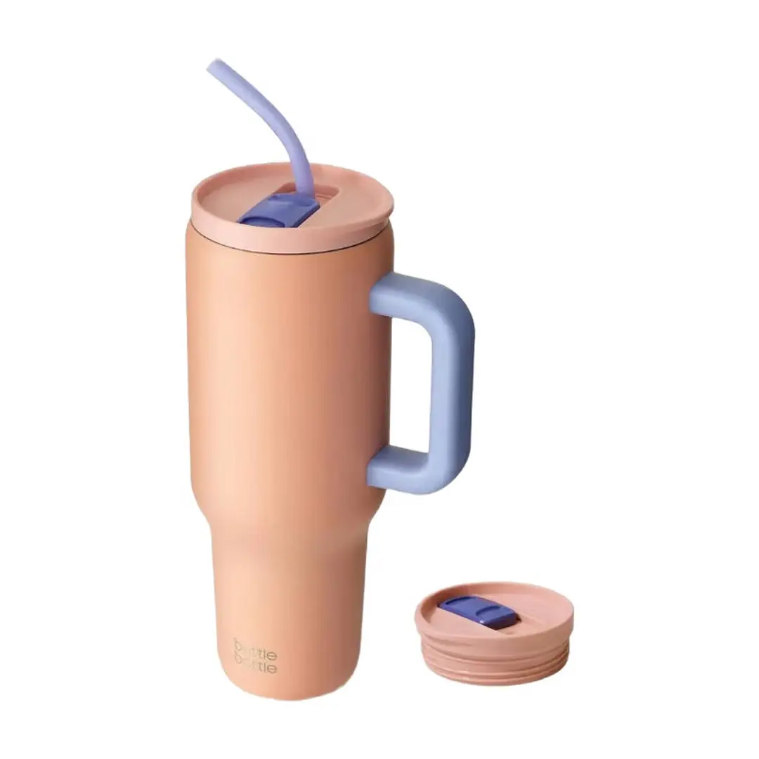 Bottle Bottle 40oz Stainless Steel Vacuum Tumbler with Handle & Straw, Peach