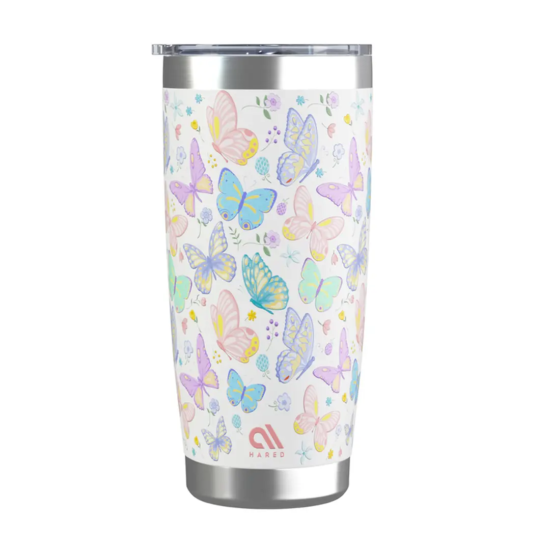 Hared 20oz Auto-Reisebecher - Weißer Schmetterling