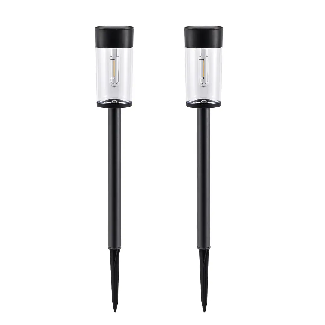 UME 2 Pack Solar Pathway Lights Outdoor, Bright Solar Garden Lights with Metal Design–IP65 Waterproof, Auto On/Off, 3000K LED Landscape Lighting for Yard, Lawn, Walkway, Driveway, Patio Decor