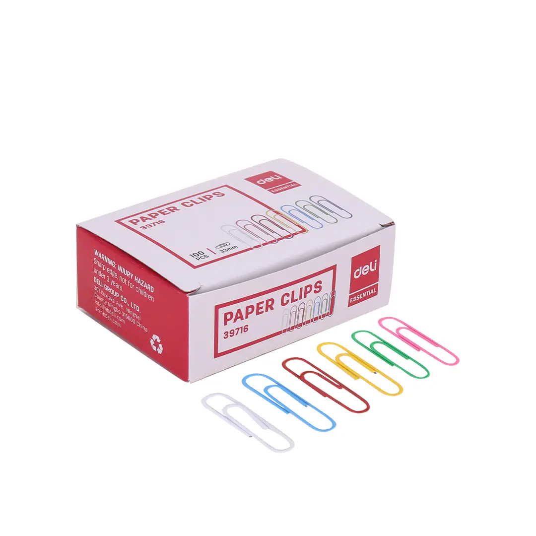 Deli Colored Paper Clips, Office Stationery Supplies, Assorted Colors, 1-Box