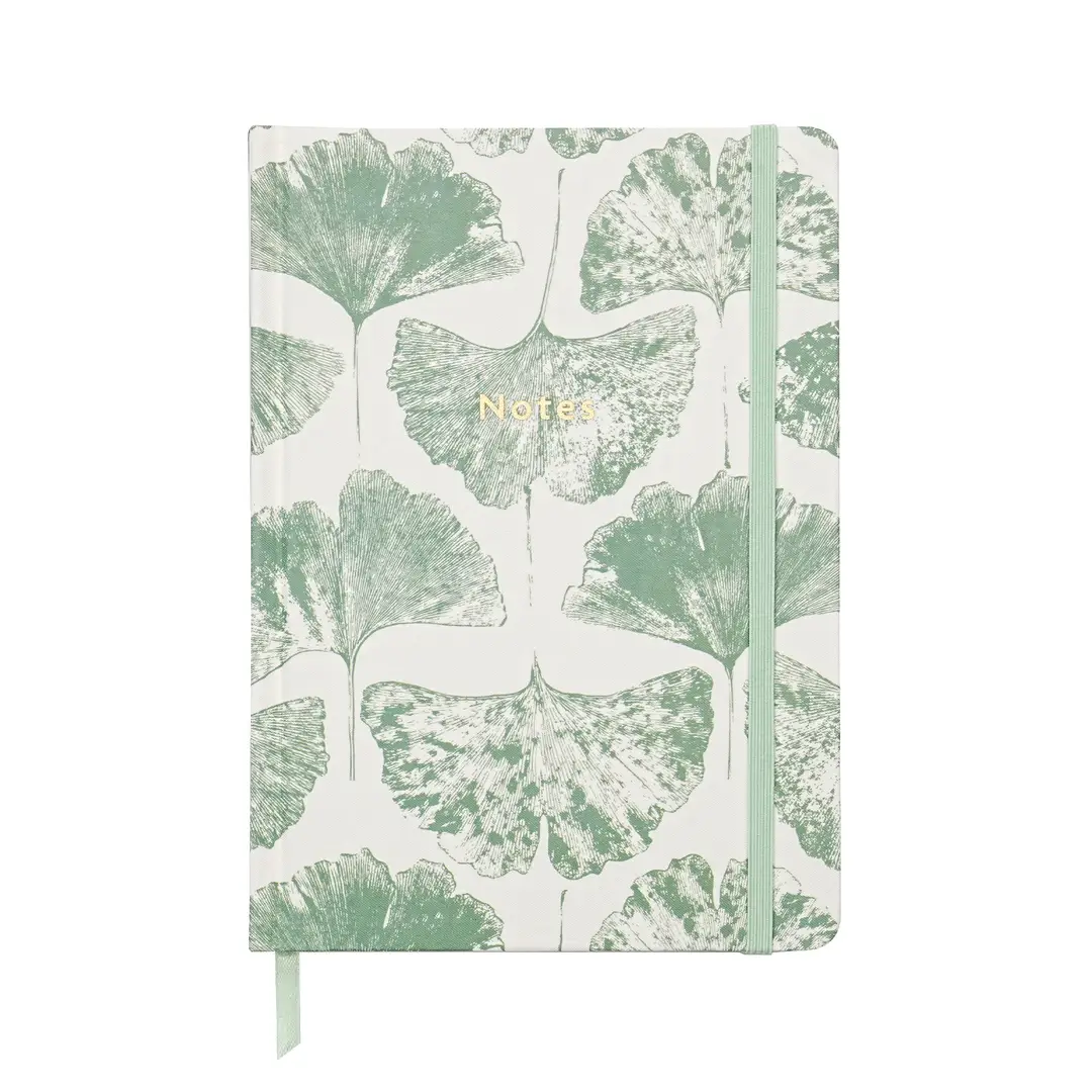 Jubiluu A5 Elegant Fabric Hardcover Lined Notebook - 96 Sheets (100g offset paper), Bookmark & Elastic Band - Classic Cream Ruled Journal for Writing, School, Office, and Gifts-Ginkgo Imprint