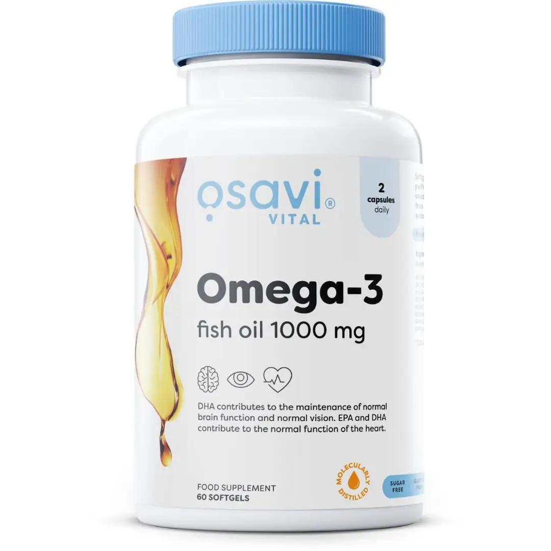 Osavi Omega 3 Fish Oil Softgels Molecularly Distilled 1000 mg - 60 Softgels