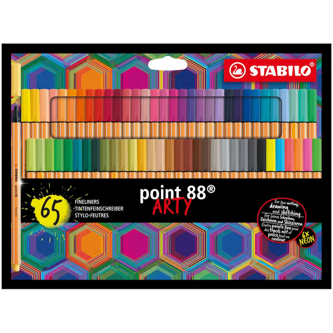 STABILO Point 88 - Fineliner - ARTY - Pack of 65 - Assorted colours