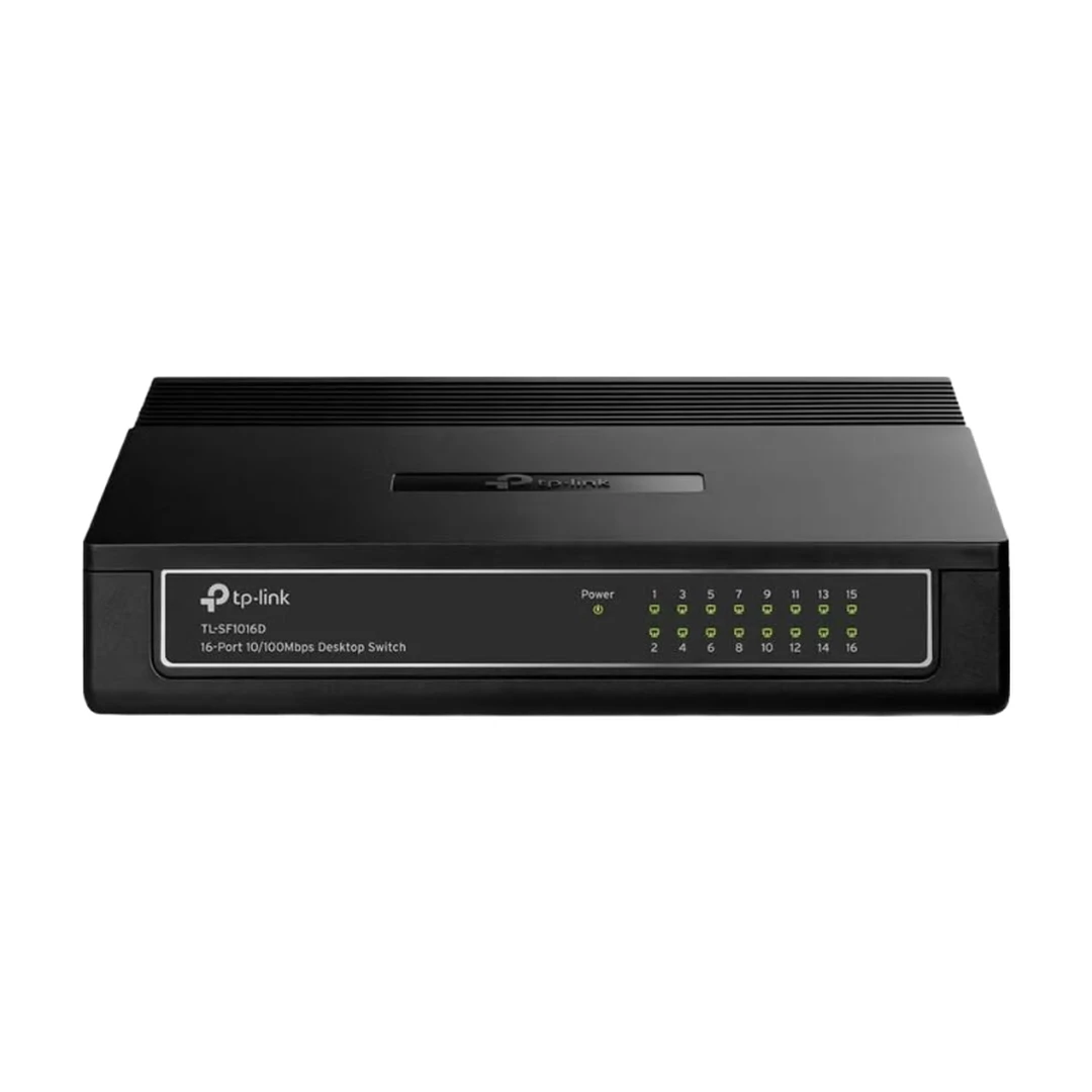 TP-Link TL-SF1016D Desktop Fast Ethernet Netzwerk-Switch (16x 10/100Mbit/s Ports, Kunststoffgehäuse, Plug&Play), Weiß, 16-Port 10/100Mbps Switch
