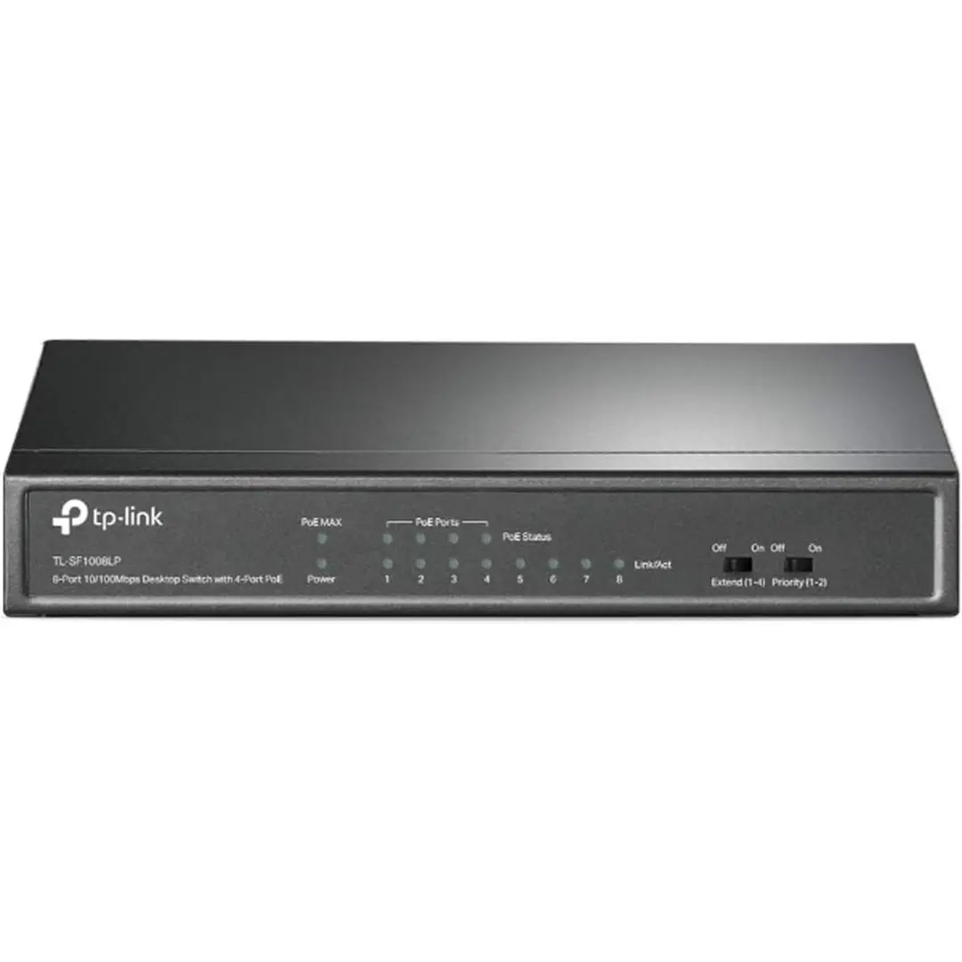 TP-Link TL-SF1008LP 8-Port 10/100Mbps Desktop-Switch mit 4-Port PoE, Plug-and-Play, Metallgehäuse