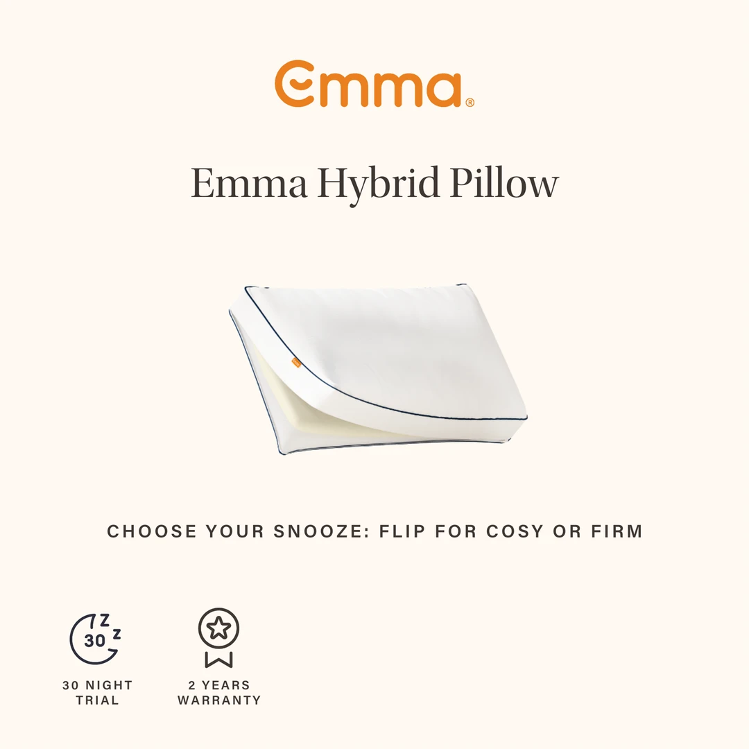 Emma Pillow Hybrid 2 in 1 Memory Foam & Microfibre Soft & Firm