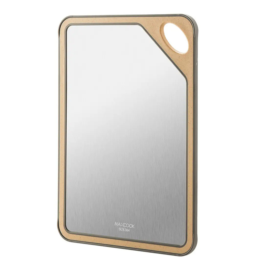 Maxcook 304 Edelstahl Antibakteriell Weizenstroh Doppelseitiges Schneidebrett Schneidebrett - 25 x 36 cm